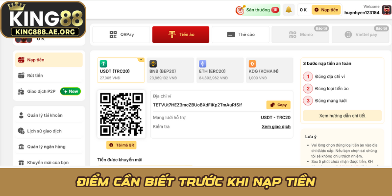 Điểm cần biết trước khi nạp tiền