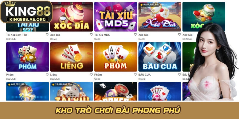 Kho trò chơi bài phong phú 