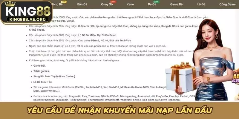Yêu cầu để nhận khuyến mãi nạp lần đầu